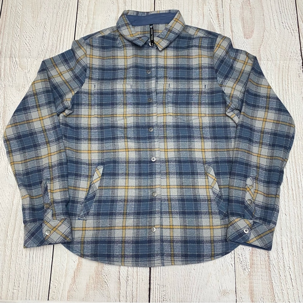 Kuhl Blue and Yellow Plaid Button Down Shirt Medium